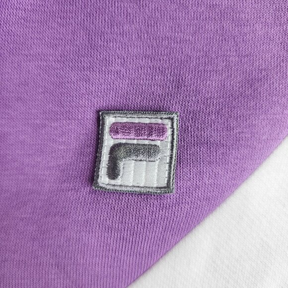 Womens Fila Retro Colorblock 1/4 Zip Pullover Sweatshirt Purple/White/Gray S - Picture 6 of 12